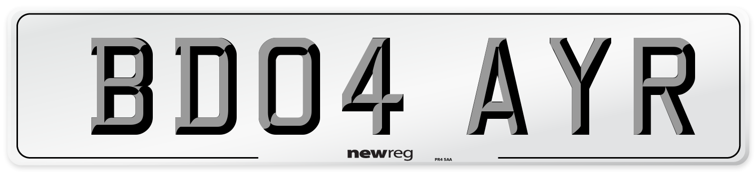 BD04 AYR Number Plate from New Reg